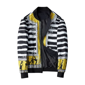 Pánská Bunda Luxusní Design Bundy Módní Vzor Zebra Print Muži Podzim Zima Zip, Kabáty, Ležérní Oblečení