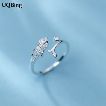 Nové Módní 925 Standard Silver Dolphin Zirkon Snubní Prsteny Velkoobchod Šperky Dárky Pro Ženy