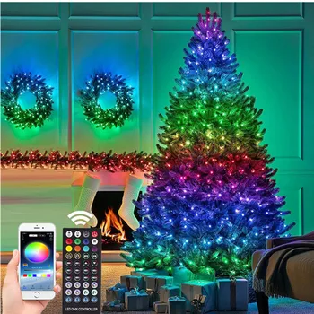 Vánoční Dekorace LED String Světla, Inteligentní Ovládání Aplikace 20M RGB Víla Světla Bluetooth Remote Věnec na Pokoji Stromu Venkovní