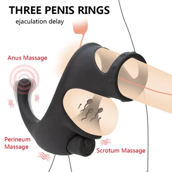 Anální Plug Vibrátor, Penis Kroužky Zpoždění Ejakulace Vibrační Kroužek Na Penis Klitorální Erotický Masér Prostaty Muže, Sex Hračky Pro Páry