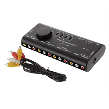 4 V 1 AV RCA spínací Skříňka AV Audio Video Signál Switcher Splitter 4 Způsob, jak Voliče S RCA Kabel Pro Televizi, DVD, VCD, TV