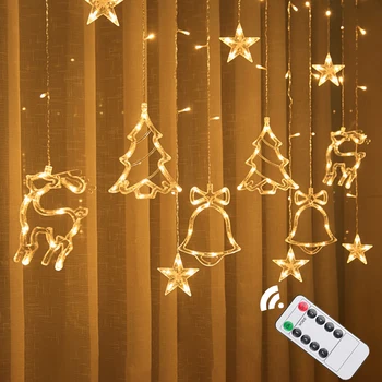 Vánoční Osvětlení, LED Závěs String Světla Víla Garland Lampa Pro Domácí Okna Ložnice Svatební 2022 Nový Rok Festival Dekorace