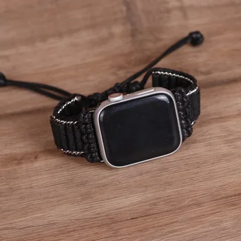 Černá Přírodní Kameny pro Apple Watch Popruh 38 mm/44mm Boho Módní Korálky Kapela Náramek Pro Smartwatch Iwatch1-7 Příslušenství