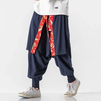 Japonský Módní Samurai Oblečení Pánské Yukata Plus Velikosti Tradiční Kimono, Kalhoty Podzim Zima Ležérní Harajuku Neformální Streetwear