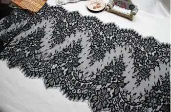 2ks široké 41cm černá řasa krajky fabric ribbon řas střihu široké šaty kombinézu DIY opony materiál délka 300 cm