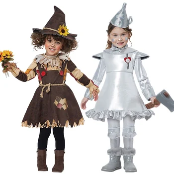 Dívka, Chlapec, Strašák, Tin Man Kostým Magic Castle Čaroděj, Čarodějnice, Pohádka Kniha Týden Cosplay Maškarní Večírek, Šaty, Karneval, Halloween