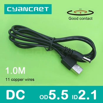Napájecí Kabel USB 2.0 DC 5,5 mm x 2,1 mm 1,0 M 1A Podpora 5V nebo 12V Konektor Nabíječky Kabel pro Router TV box D12 Stolní lampa MP4