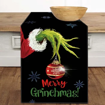 Veselé Vánoční Stůl Banner Kuchyňský Stůl Dekorace Černé Sezónní Zimní Dovolenou Krytý Venkovní Rodinné Party Dekorace