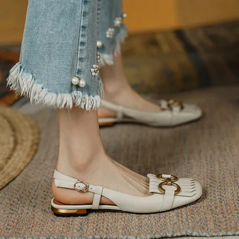 dámské boty náměstí toe sandály ženy mezeru francouzských retro boty dámské nízké podpatky 2021 skluzu na ženy byty boty office dámy 
