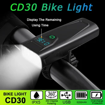 JLETOLI Vodotěsné Kolo Světlometů USB Dobíjecí Bike světlo 360 Stupňů Rotující MTB Světlo 5200mAh Silniční Cyklistika Příslušenství