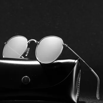 Klasický Vintage Kulaté Polarizované Sluneční Brýle Muži Značky Návrhář Polaroid Sluneční Brýle, Ženy, Kovový Rám Černý Objektiv Brýle Jízdy