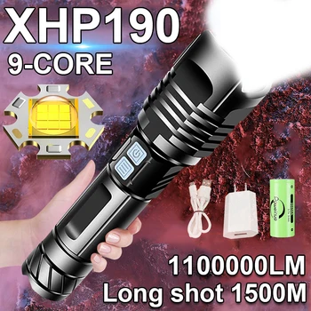 Super Nejnovější XHP190 Výkonné Led Svítilna 18650 USB XHP90 Vysoce výkonná Taktická Svítilna Pochodeň Dobíjecí Straně světla