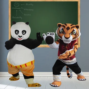Cosplay kungfu Panda a Tygr Kreslená postavička kostým, Reklamní Maskot Kostým Kostým Maškarní karneval Zvířat