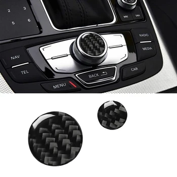 Uhlíkové Vlákno Centrální Ovládání Multimediálních Knoflík Obtisky Kryt Střihu Pro Audi A6 S6 C7 A7 S7 4G8 2012-2018 Auto Interiérové Doplňky