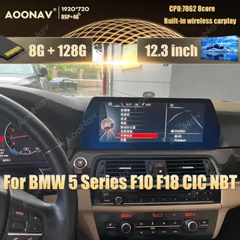 128GB Android Auto Rádio 12,3 Palce Pro BMW Řady 5 F10 F18 2011-2017 CIC NBT autorádia Multimediální Přehrávač, Bezdrátové Carplay