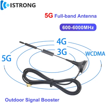5G 4G 3G, CDMA, GSM Anténa, 12dBi Venkovní Dlouhý dosah Mobilního Signálu Booster 600-6000MHz Full-Band Sítě, Zesilovač Magnetické Základny