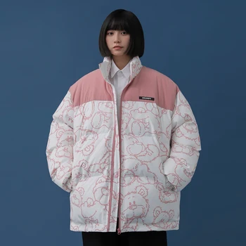 Ostřelování kreslený sestřih výbušné bavlněné sako 2021 nový styl dámské zimní tlusté krátké bavlněné sako