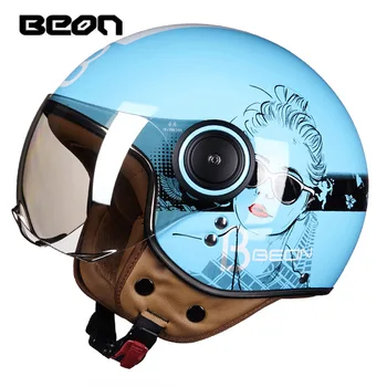 Motocykl, Motorka, Jezdec 3/4 Open Face Retro Helmu Capacete De Moto Masculino BEON B-110B Helmice, Casco Para Dot Vespa