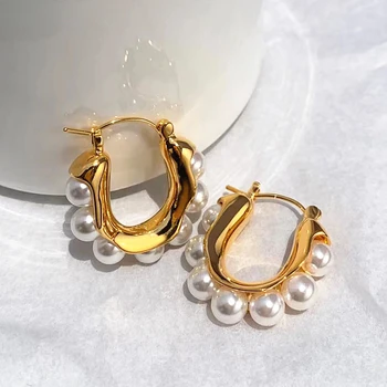Módní Šperky ve tvaru Simulované Pearl Náušnice francouzské Retro Temperament Ženy Zlatá Barva Luxusní Náušnice Pro Ženy Dárek