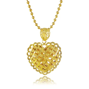 24K Gold Náhrdelník Vzor Srdce Přívěsek Barva Zlato Náhrdelník Pro Ženy Svatební Party Šperky Dárek