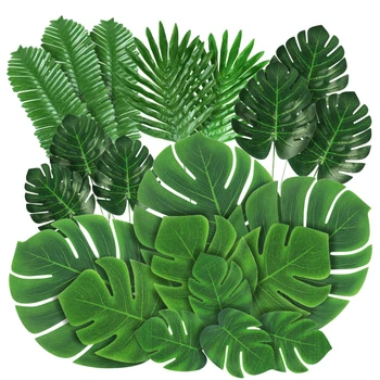 Umělé Tropické Palmové Listy Havajské Luau Safari Jungle Party Dekorace Letní Svatbu, Narozeniny Domácí Stůl Dekor Falešné Rostliny