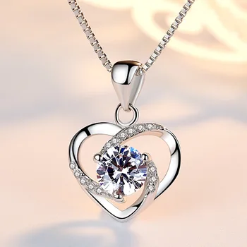 Luxusní Srdce Náhrdelník Ženy Šperky Mikro Zirkony CZ Přívěsky Náhrdelníky pro Svatby Klíční kostí Náhrdelník Collares