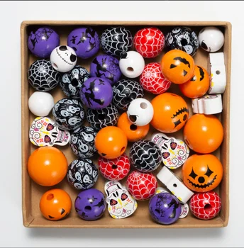 NOVÝ den Halloween Boo Dřevěné Korálky DIY vlastní All Saints ' Day Party Korálky Pro Výzdobu dětské Hračky Náramek Příslušenství