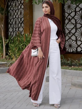 Otevřete Abaya Muslimské Ženy Kimono Islámské Šaty Kaftan Hidžáb Župan Dubaji Saúdskoarabský Turecké Elegantní Skromné Oblečení Eid Vesty