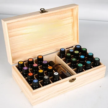 25 Mřížky Esenciální Olej Kufřík Dřevěný Úložný Box Organizátor Aromaterapie Kontejner Poklad Šperky Úložný Box