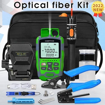 Fiber Optic Tool Kit s AUA-6C Vlákno Sekáček -70+10dBm/-50+26dBm 3 v 1 Mini Optický Měřič Výkonu 10Mw Visual Fault Locator