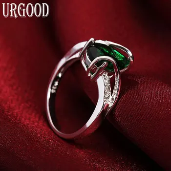 925 Sterling Silver AAA Zirkon Emerald Kapky Vody Prsten Pro Ženy, Muže Strany Zasnoubení, Svatby, Romantické Módní Šperky Dárek