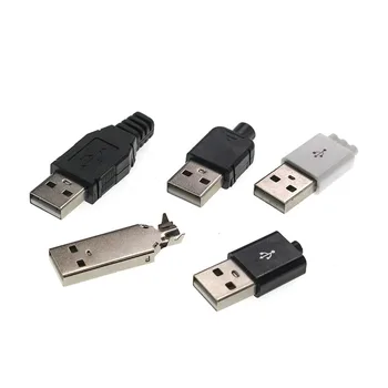6/12 kousků male USB 2.0 Typu Male Na 4Pin Náměstí USB černá bílá plastová skořepina jack ocas zásuvka zástrčka svorka DIY