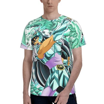 Draco Saint Seiya Anime Letní Pánská Trička Volné Polyester Tričko rychleschnoucí Krátký Rukáv 3D Tištěné Prodyšné Oblečení