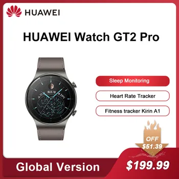 Globální Původní Verze HUAWEI Watch GT 2 Pro SmartWatch 14 Dní Životnost Baterie GPS Fitness Tracker Bezdrátové Nabíjení Kirin A1