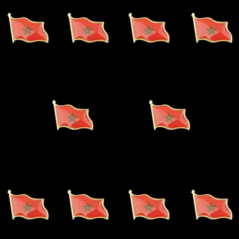 10KS marockým Královstvím Země, Mávající Vlajka Klopě Pin 19 x 21mm Klobouk, Kravatu Připínáček Odznak Klopě Pin Brož Odznak