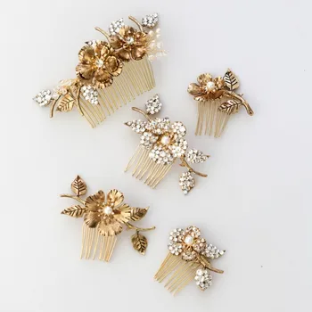 Jemné Vintage Zlaté Barvě Svatební Malý Hřeben Na Vlasy Kolíky Crystal Vlasové Doplňky Pro Ženy, Svatební Party, Ples