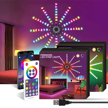 RGB LED Ohňostroj Pruh Světla Bluetooth Ovládání APLIKACE Ohňostroj, Světlo, Hudba, Zvuk, Titulky pro Svatební Vánoční Party Místnost Sen Dekor