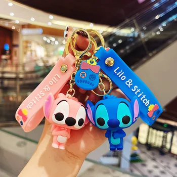 Disney Stitch Klíčenka Anime Lilo & Stitch Dívka Taška Přívěsek Muži Ženy Auto Přívěšek na klíče Příslušenství, Klíče Řetězce pro Děti, Dárek k Narozeninám