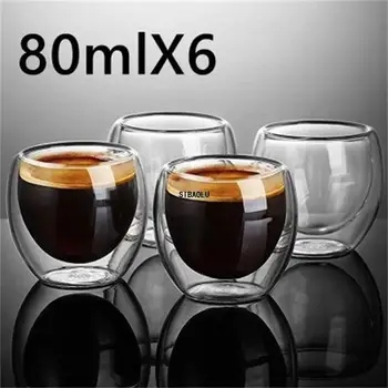 Nové Dvojité Stěny Shot Víno, Pivo Sklo Dvojité Stěny Espresso Kávy Šálek Čajový Set Pohár 80-450ml Tepelně Odolné Šálek Kreativní Brýle