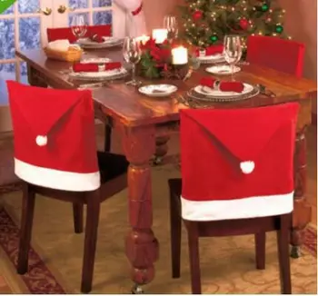 60x50cm Santa Red Hat Potahy Vánoční Ozdoby Večeře Dekor Židli Sady