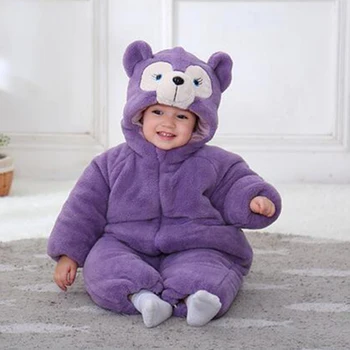 Dětské Fialové Medvěda Kigurumi Pyžama Oblečení Novorozence Dětské Kombinézy Zvířat Onesie Cosplay Kostým Oblečení S Kapucí Zimní Kombinéza