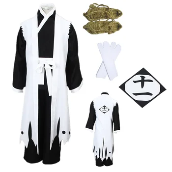 Anime cosplay Bleach Zaraki Kenpachi Černé a bílé kimono Cosplay Kostým Halloween