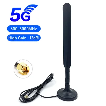 GSM 4G 5G Anténu s Magnetickým podstavcem 600-6000MHz Vysoký Zisk 12dBi Všesměrová Wifi Anténa-2 M Kabel SMA Male pro Router Modem