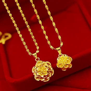 Dámské Zásnubní Svatební Šperky 18k Real Pozlacený Náhrdelník korejský Móda Klíční kost Řetěz Flower Zácpa Náhrdelníky Dárky