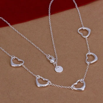 Velkoobchodní šperky postříbřené Pět Srdce Odkaz Řetěz Náhrdelník,Nový Design Přívěsky ,SMTN121
